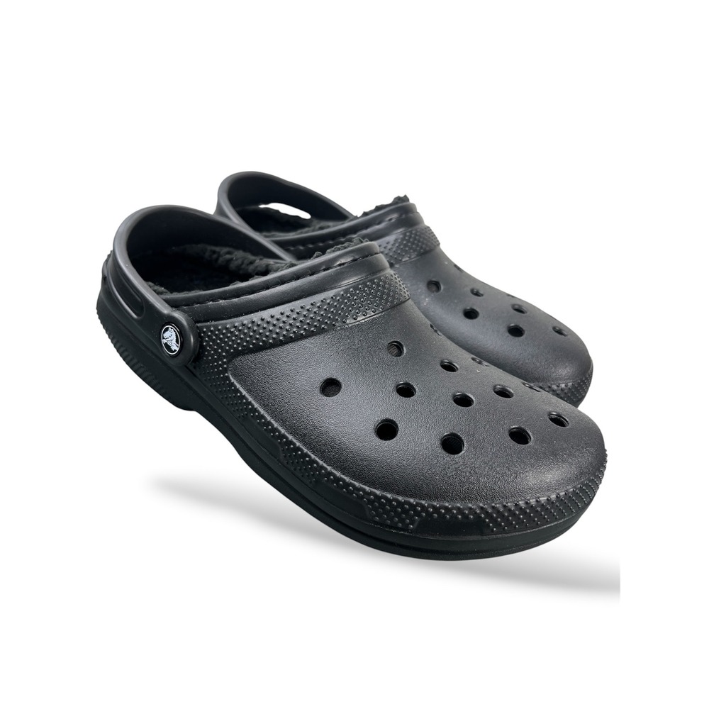 Crocs Classic Lined Clog Black Faux Fur Warm Winter Shoes Mens 9 Womens 11